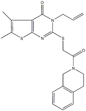 3-allyl-2-{[2-(3,4-dihydro-2(1H)-isoquinolinyl)-2-oxoethyl]thio}-5,6-dimethylthieno[2,3-d]pyrimidin-4(3H)-one Struktur