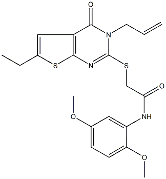 2-[(3-allyl-6-ethyl-4-oxo-3,4-dihydrothieno[2,3-d]pyrimidin-2-yl)thio]-N-(2,5-dimethoxyphenyl)acetamide Struktur