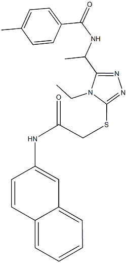 N-[1-(4-ethyl-5-{[2-(2-naphthylamino)-2-oxoethyl]sulfanyl}-4H-1,2,4-triazol-3-yl)ethyl]-4-methylbenzamide Struktur