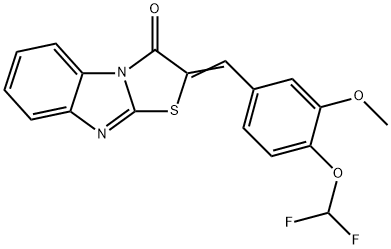 2-[4-(difluoromethoxy)-3-methoxybenzylidene][1,3]thiazolo[3,2-a]benzimidazol-3(2H)-one Struktur