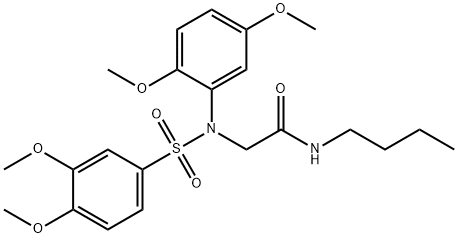 N-butyl-2-{[(3,4-dimethoxyphenyl)sulfonyl]-2,5-dimethoxyanilino}acetamide Struktur