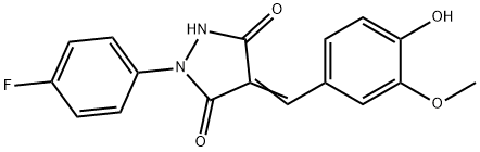 1-(4-fluorophenyl)-4-(4-hydroxy-3-methoxybenzylidene)-3,5-pyrazolidinedione Struktur