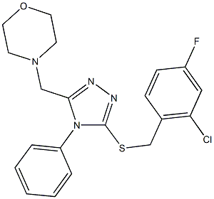 2-chloro-4-fluorobenzyl 5-(4-morpholinylmethyl)-4-phenyl-4H-1,2,4-triazol-3-yl sulfide Struktur