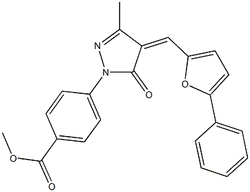 methyl4-{3-methyl-5-oxo-4-[(5-phenyl-2-furyl)methylene]-4,5-dihydro-1H-pyrazol-1-yl}benzoate Struktur