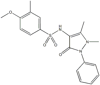 N-(1,5-dimethyl-3-oxo-2-phenyl-2,3-dihydro-1H-pyrazol-4-yl)-4-methoxy-3-methylbenzenesulfonamide Struktur