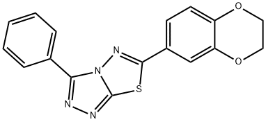 6-(2,3-dihydro-1,4-benzodioxin-6-yl)-3-phenyl[1,2,4]triazolo[3,4-b][1,3,4]thiadiazole Struktur