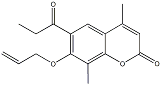 7-(allyloxy)-4,8-dimethyl-6-propionyl-2H-chromen-2-one Struktur