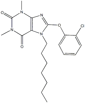 8-(2-chlorophenoxy)-7-heptyl-1,3-dimethyl-3,7-dihydro-1H-purine-2,6-dione Struktur