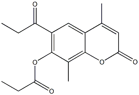 4,8-dimethyl-2-oxo-6-propionyl-2H-chromen-7-yl propionate Struktur