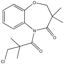 5-(3-chloro-2,2-dimethylpropanoyl)-3,3-dimethyl-2,3-dihydro-1,5-benzoxazepin-4(5H)-one Struktur