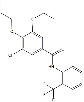 3-chloro-5-ethoxy-4-propoxy-N-[2-(trifluoromethyl)phenyl]benzamide Struktur