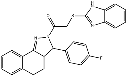 1H-benzimidazol-2-yl 2-[3-(4-fluorophenyl)-3,3a,4,5-tetrahydro-2H-benzo[g]indazol-2-yl]-2-oxoethyl sulfide Struktur