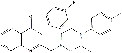 3-(4-fluorophenyl)-2-{[3-methyl-4-(4-methylphenyl)-1-piperazinyl]methyl}-4(3H)-quinazolinone Struktur