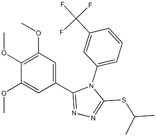 3-(isopropylsulfanyl)-4-[3-(trifluoromethyl)phenyl]-5-(3,4,5-trimethoxyphenyl)-4H-1,2,4-triazole Struktur