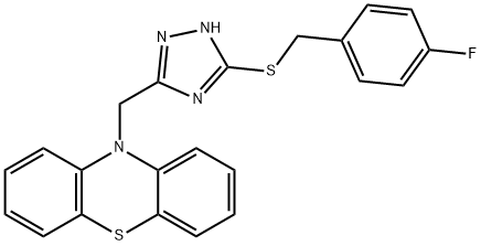 4-fluorobenzyl 3-(10H-phenothiazin-10-ylmethyl)-1H-1,2,4-triazol-5-yl sulfide Struktur