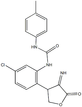 N-[5-chloro-2-(4-imino-5-oxotetrahydro-3-furanyl)phenyl]-N'-(4-methylphenyl)urea Struktur