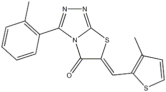 3-(2-methylphenyl)-6-[(3-methyl-2-thienyl)methylene][1,3]thiazolo[2,3-c][1,2,4]triazol-5(6H)-one Struktur