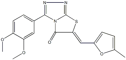 3-(3,4-dimethoxyphenyl)-6-[(5-methyl-2-furyl)methylene][1,3]thiazolo[2,3-c][1,2,4]triazol-5(6H)-one Struktur