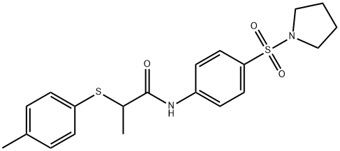 2-[(4-methylphenyl)sulfanyl]-N-[4-(1-pyrrolidinylsulfonyl)phenyl]propanamide Struktur