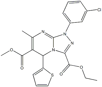 3-ethyl 6-methyl 1-(3-chlorophenyl)-7-methyl-5-(2-thienyl)-1,5-dihydro[1,2,4]triazolo[4,3-a]pyrimidine-3,6-dicarboxylate Struktur