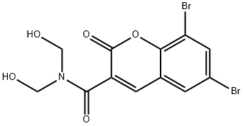 6,8-dibromo-N,N-bis(hydroxymethyl)-2-oxo-2H-chromene-3-carboxamide Struktur