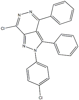 7-chloro-2-(4-chlorophenyl)-3,4-diphenyl-2H-pyrazolo[3,4-d]pyridazine Struktur