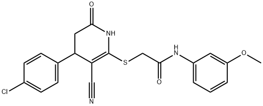 2-{[4-(4-chlorophenyl)-3-cyano-6-oxo-1,4,5,6-tetrahydro-2-pyridinyl]sulfanyl}-N-(3-methoxyphenyl)acetamide Struktur