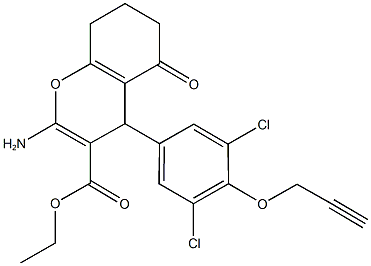 ethyl 2-amino-4-[3,5-dichloro-4-(2-propynyloxy)phenyl]-5-oxo-5,6,7,8-tetrahydro-4H-chromene-3-carboxylate Struktur