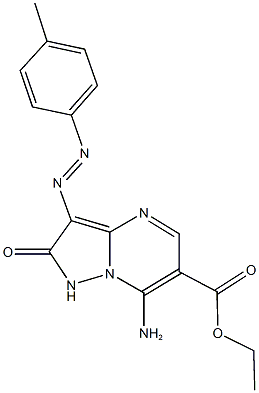 ethyl 7-amino-3-[(4-methylphenyl)diazenyl]-2-oxo-1,2-dihydropyrazolo[1,5-a]pyrimidine-6-carboxylate Struktur