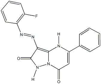 3-[(2-fluorophenyl)diazenyl]-5-phenylpyrazolo[1,5-a]pyrimidine-2,7(1H,4H)-dione Struktur