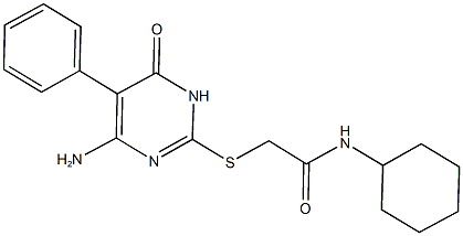 2-[(4-amino-6-oxo-5-phenyl-1,6-dihydro-2-pyrimidinyl)sulfanyl]-N-cyclohexylacetamide Struktur