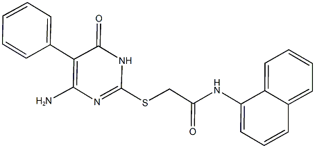 2-[(4-amino-6-oxo-5-phenyl-1,6-dihydro-2-pyrimidinyl)sulfanyl]-N-(1-naphthyl)acetamide Struktur