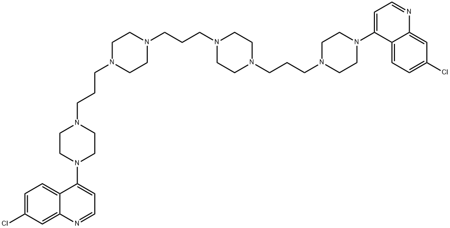 7-chloro-4-[4-(3-{4-[3-(4-{3-[4-(7-chloro-4-quinolinyl)-1-piperazinyl]propyl}-1-piperazinyl)propyl]-1-piperazinyl}propyl)-1-piperazinyl]quinoline Struktur