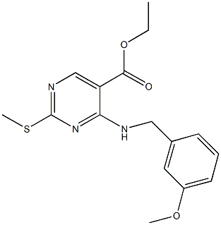 ethyl 4-[(3-methoxybenzyl)amino]-2-(methylsulfanyl)-5-pyrimidinecarboxylate Struktur