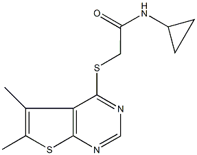 N-cyclopropyl-2-[(5,6-dimethylthieno[2,3-d]pyrimidin-4-yl)thio]acetamide Struktur