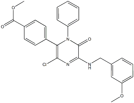 methyl 4-{3-chloro-5-[(3-methoxybenzyl)amino]-6-oxo-1-phenyl-1,6-dihydro-2-pyrazinyl}benzoate Struktur