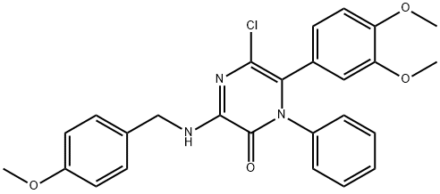 5-chloro-6-(3,4-dimethoxyphenyl)-3-[(4-methoxybenzyl)amino]-1-phenyl-2(1H)-pyrazinone Struktur