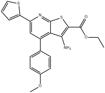 ethyl 3-amino-4-(4-methoxyphenyl)-6-(2-thienyl)thieno[2,3-b]pyridine-2-carboxylate Struktur