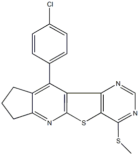 10-(4-chlorophenyl)-8,9-dihydro-7H-cyclopenta[5',6']pyrido[3',2':4,5]thieno[3,2-d]pyrimidin-4-yl methyl sulfide Struktur