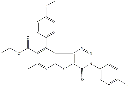 ethyl 3,9-bis(4-methoxyphenyl)-7-methyl-4-oxo-3,4-dihydropyrido[3',2':4,5]thieno[3,2-d][1,2,3]triazine-8-carboxylate Struktur