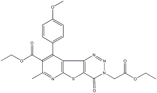 ethyl 3-(2-ethoxy-2-oxoethyl)-9-(4-methoxyphenyl)-7-methyl-4-oxo-3,4-dihydropyrido[3',2':4,5]thieno[3,2-d][1,2,3]triazine-8-carboxylate Struktur