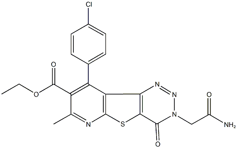 ethyl 3-(2-amino-2-oxoethyl)-9-(4-chlorophenyl)-7-methyl-4-oxo-3,4-dihydropyrido[3',2':4,5]thieno[3,2-d][1,2,3]triazine-8-carboxylate Struktur