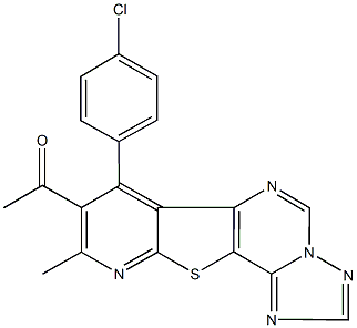 1-[7-(4-chlorophenyl)-9-methylpyrido[3',2':4,5]thieno[2,3-e][1,2,4]triazolo[1,5-c]pyrimidin-8-yl]ethanone Struktur