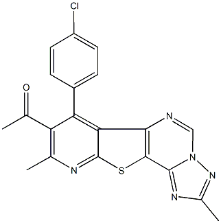 1-[7-(4-chlorophenyl)-2,9-dimethylpyrido[3',2':4,5]thieno[2,3-e][1,2,4]triazolo[1,5-c]pyrimidin-8-yl]ethanone Struktur