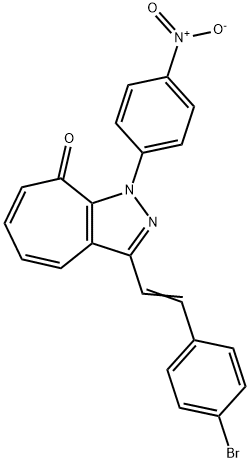 3-[2-(4-bromophenyl)vinyl]-1-{4-nitrophenyl}cyclohepta[c]pyrazol-8(1H)-one Struktur