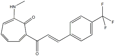 2-(methylamino)-7-{3-[4-(trifluoromethyl)phenyl]acryloyl}-2,4,6-cycloheptatrien-1-one Struktur