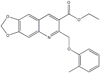 ethyl6-[(2-methylphenoxy)methyl][1,3]dioxolo[4,5-g]quinoline-7-carboxylate Struktur