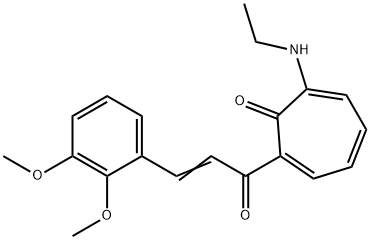 2-[3-(2,3-dimethoxyphenyl)acryloyl]-7-(ethylamino)-2,4,6-cycloheptatrien-1-one Struktur