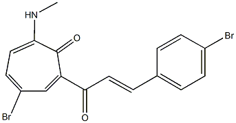 4-bromo-2-[3-(4-bromophenyl)acryloyl]-7-(methylamino)-2,4,6-cycloheptatrien-1-one Struktur