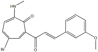 4-bromo-2-[3-(3-methoxyphenyl)acryloyl]-7-(methylamino)-2,4,6-cycloheptatrien-1-one Struktur